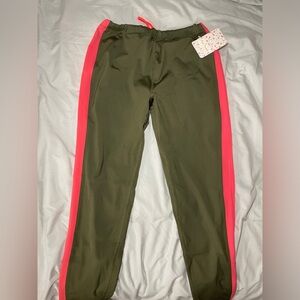 Free People Olive Green and Pink Workout Bottoms